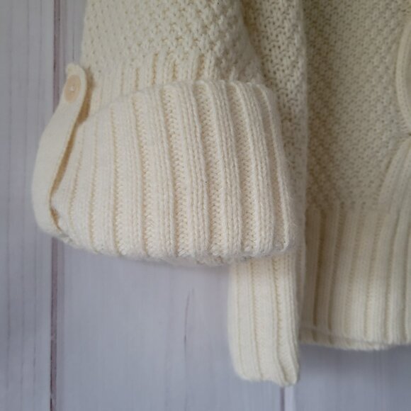 Talbots Chunky Knit Cowl Neck ¾ Length Sleeve Sweater, Women’s Petite M, Cream - Picture 3 of 11